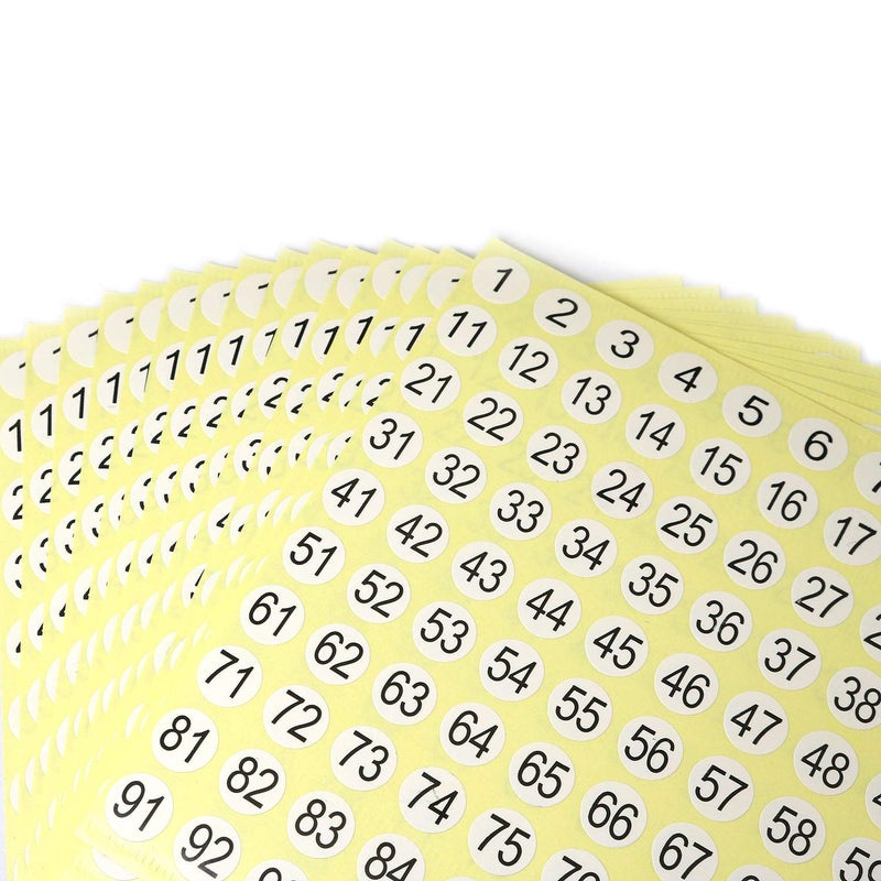 RLECS 30 Sheets Number Stickers 1 to 100 Self Adhesive Stickers Diameter 0.3 Inch Round Number Labels Small Garment Tags Home School Office Decoration - Image 3